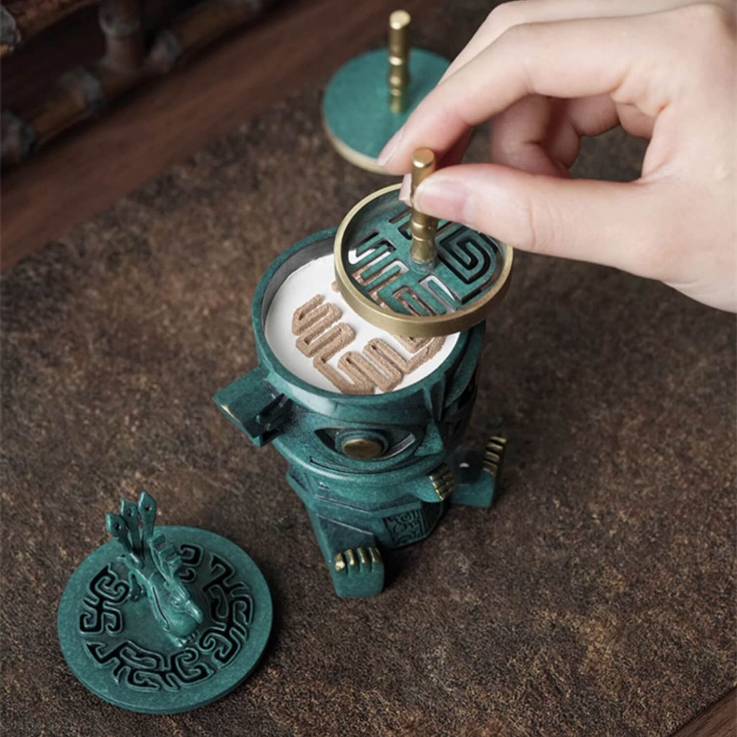 Sanxingdui Brass Incense Burner Set