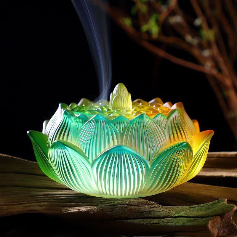 Colorful Glazed Lotus Incense Burner For Home Aroma