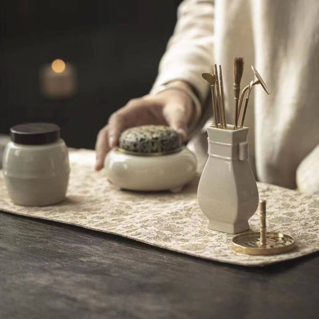 White jade ceramic incense  set
