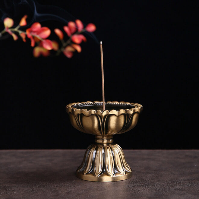 Antique Lotus Copper Incense Burner For Home Aroma