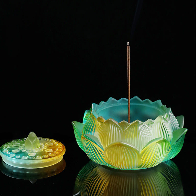 Colorful Glazed Lotus Incense Burner For Home Aroma