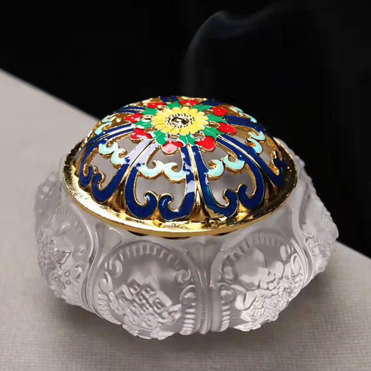 Glass painted incense burner