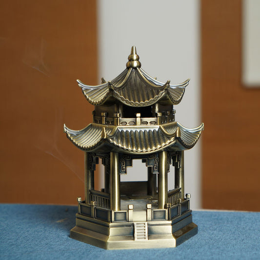 Chinese Architecture Brass Burning Burner